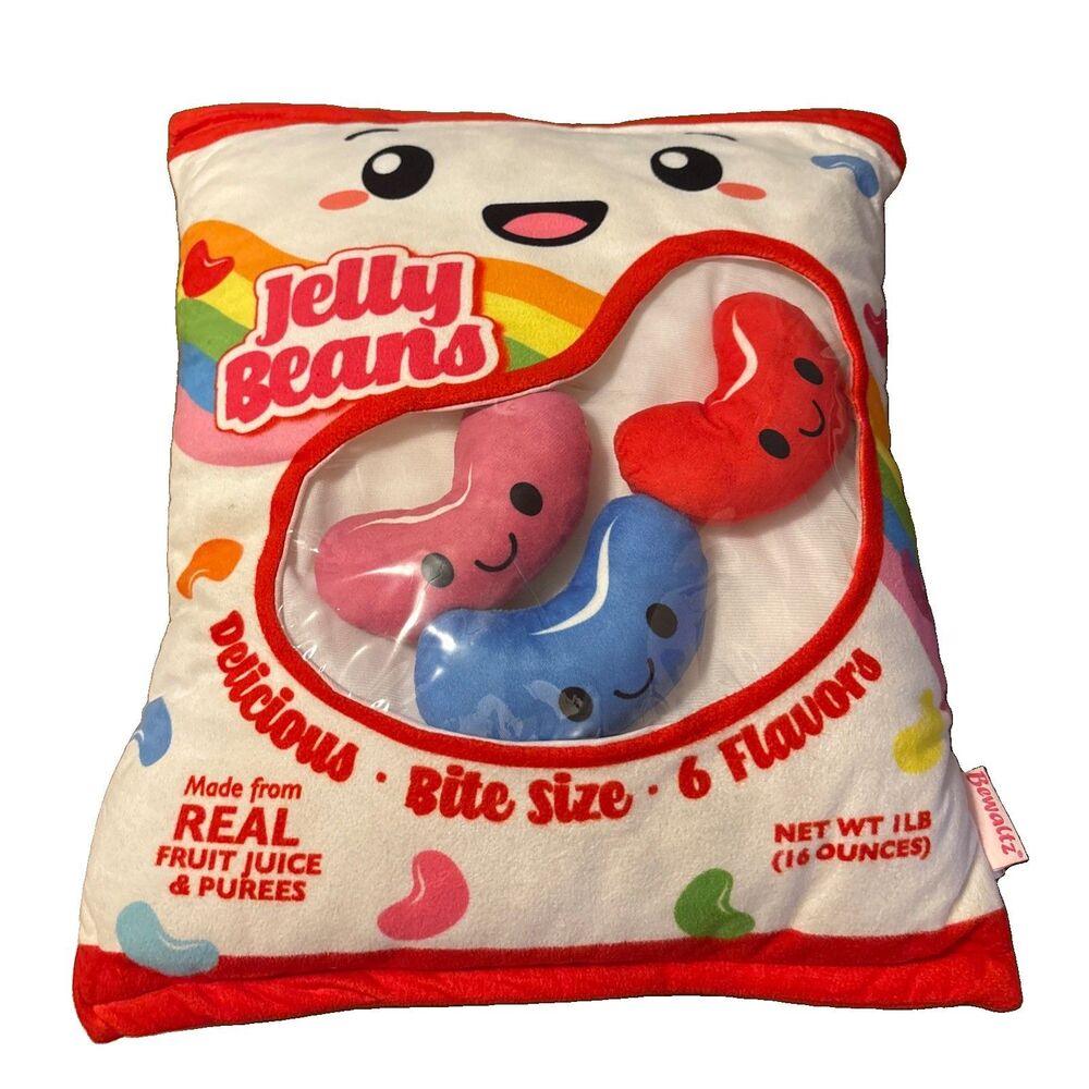 Bewaltz Plush Candy Pillow With Three Jelly Beans Pink Red Blue 14” X 17”